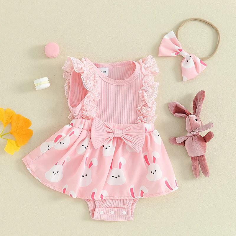 Mubineo Baby Girl Summer Clothes Outfits Sleeveless Lace Floral Romper Dress Newborn Outfit