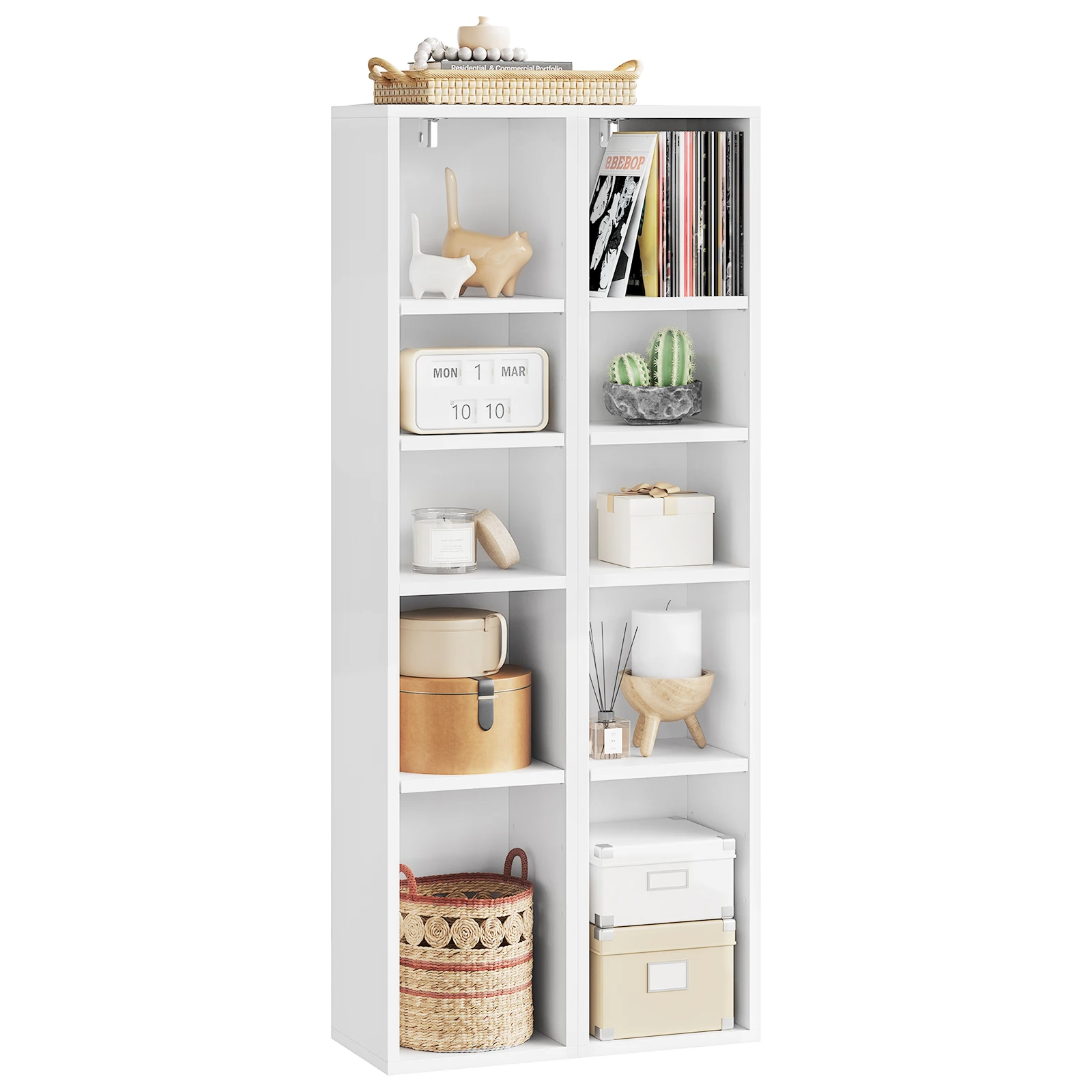 WOLTU Juego de 2 estanterías para libros, estantería de biblioteca con 10 compartimentos, estantería de almacenamiento vertical para sala de estar, estantería cúbica para habitación infantil