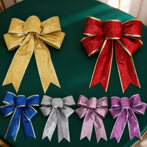 1/3Pcs 23CM Merry Christmas Decoration Ribbon Bow Hanging Christmas Tree Pendant Ornament for Home Decor New Year 2026 Accessory