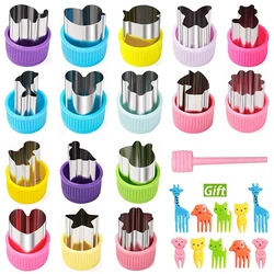 Animals Mini Vegetable Fruit Cutters Shapes Set for Kids Children DIY Cute Cookie Biscuits Cutter Food Bread Stamps Maker Mold