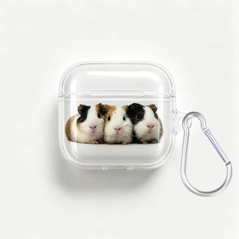 Kawaii guinea Pig Clear Soft TPU Earphone Case For Airpods 1 2 3 4 Pro Pro2 Pro3 Shockproof with Hook Accessories Airpods Cover - view 5