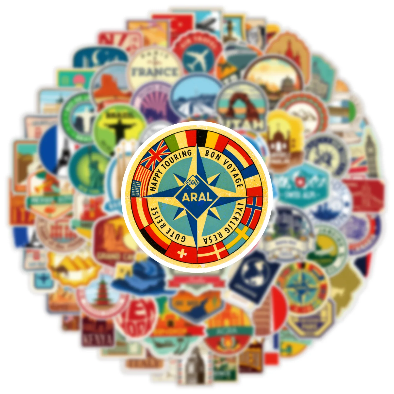 100 STKS Reizen Graffiti Stickers Auto Telefoon Computer Gitaar Decoratieve Stickers Notebook Waterdichte Briefpapier Stickers