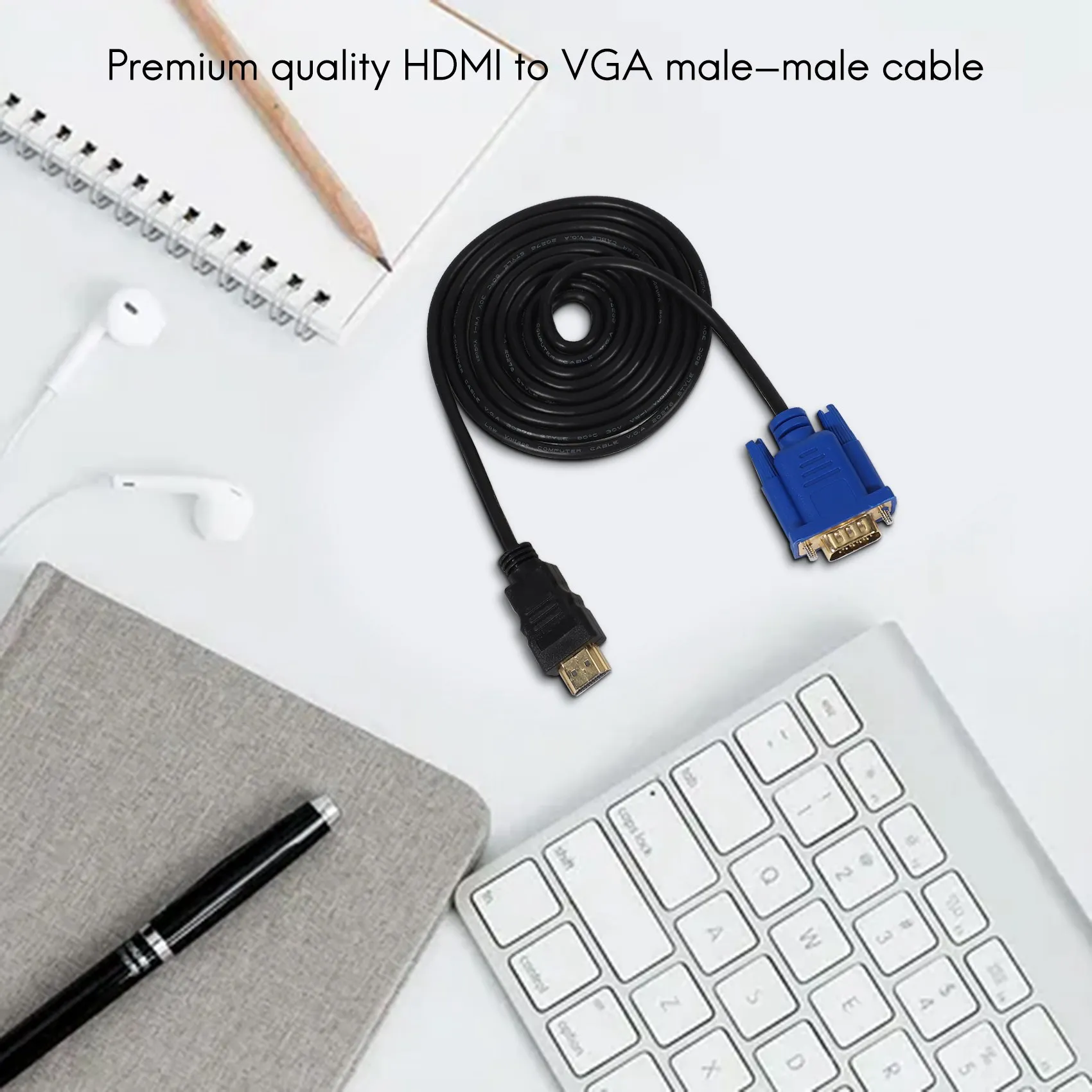 كابل محول ذكور Hdtv إلى vga ، 15 دبوس ، 6 قدم ، m ، من من Hdtv إلى vga