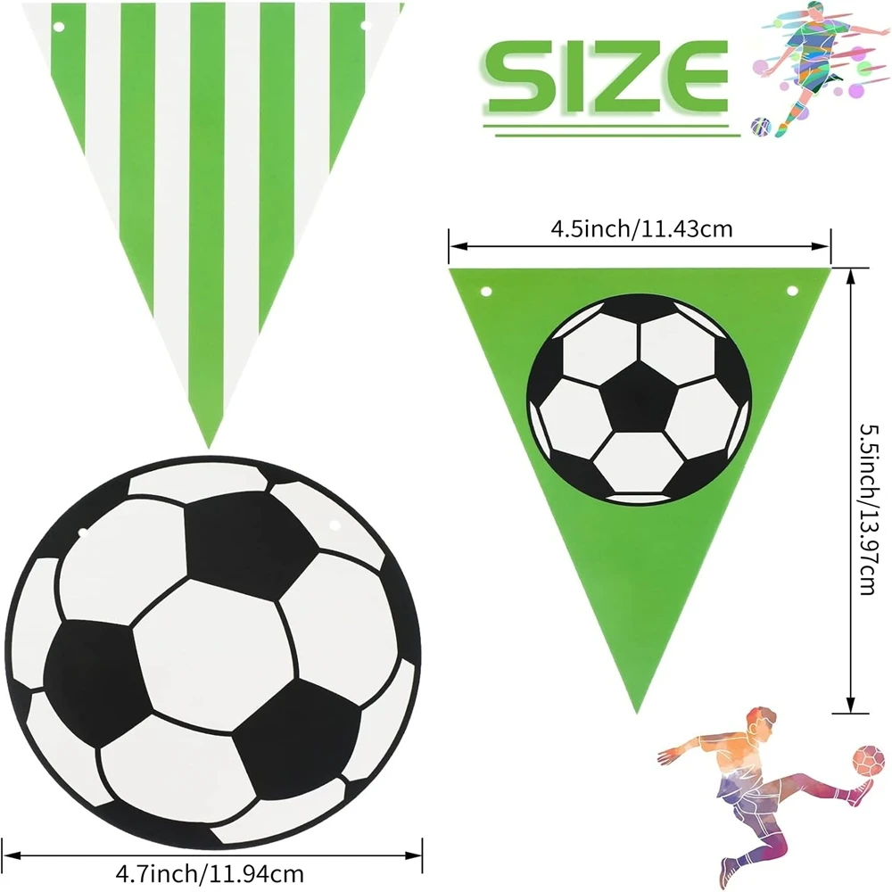 1 Set Fußball-Themen-Partybanner Grün Weiß Schwarz Fußballmuster Papiergirlande für Sport-Game-Day Geburtstagsfeier Dekoration – Detail 1