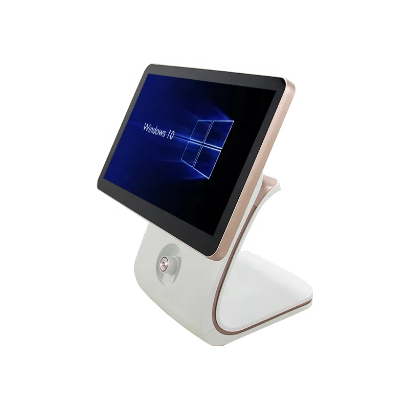 معالج Windows 10/11 عالي I5 8GB 128GB SSD مزدوج 15.6 بوصة عرض قابل للتخصيص ماكينة تسجيل المدفوعات النقدية POS