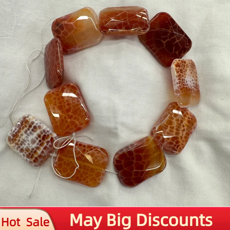 جديد قسط الحجر الطبيعي الخرز-30*40 مللي متر مربع قطع الأحمر النار العقيق مزيج اللون ل قلادة سوار ذاتي الصنع 15 "هدية بالجملة