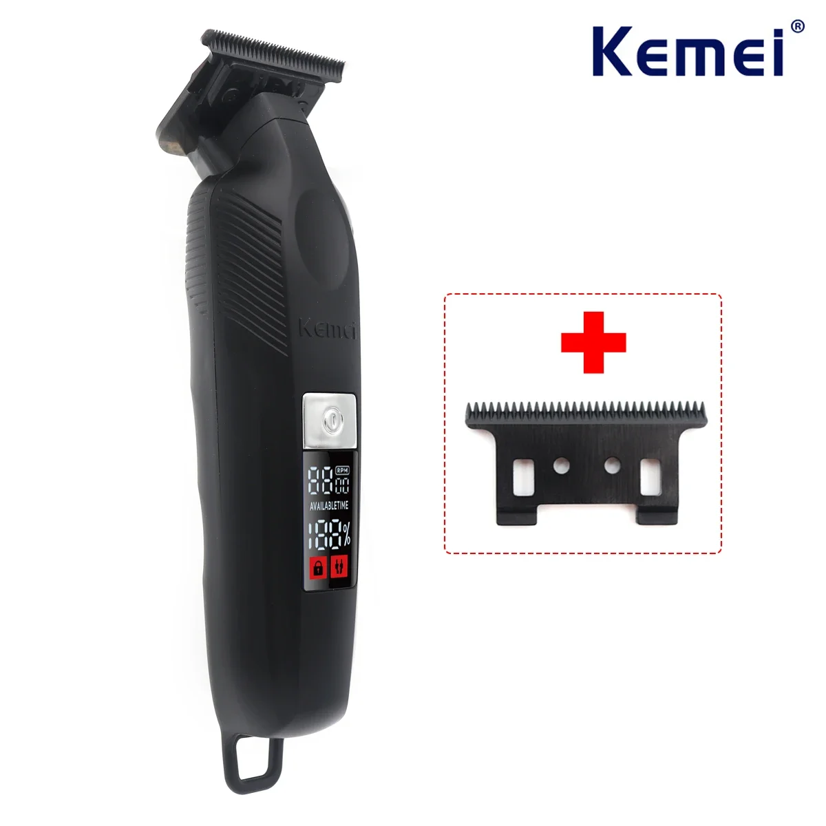 Kemei KM-2284 Professional Hair Clipper DLC T-Blade LED Display Ceramic Blade Cordless Men's Finishing Machine Hair Trimmer