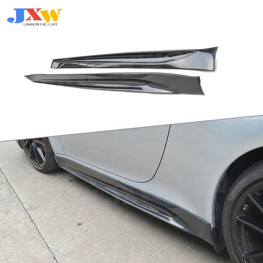 

Carbon Fiber Side Skirts Aprons Cover Fit For Porsche 911 991 GT3 Carrera 2012 - 2015 V Style Door Bumper Lip Guard