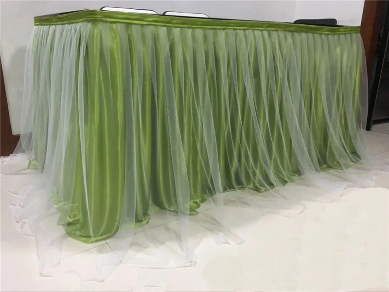

Chiffon Organza Wedding Table Skirt for Table Cloth Party Wedding Birthday Party Baby Shower Banquet Decoration Table Skirting