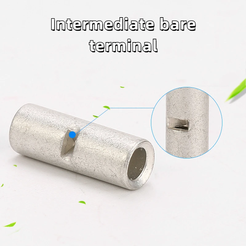 50PCS AWG 22-10 BN0.5 BN1.25 BN2 BN2.5 BN5.5 Pure Copper Tinned Bare Splice Butt Connector Crimp Terminal Wire