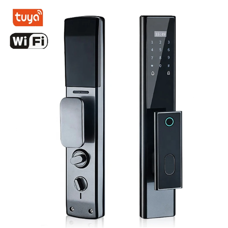 Imagem -03 - Tuya Electronic Smart Door Lock com Wi-fi Cartão Biométrico de Impressão Digital Senha Key Unlock Usb Emergency Charge Digital Locks