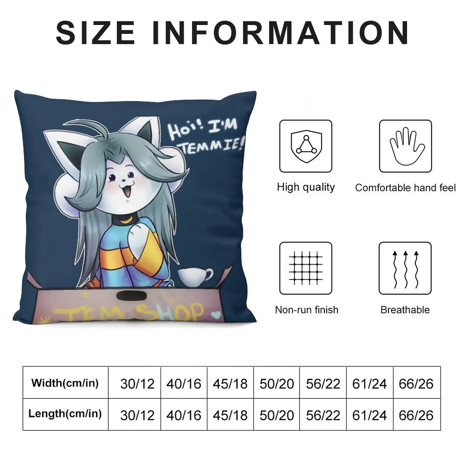 Hoi! I'm Temmie! Throw Pillow Decorative Cover For Living Room Luxury Pillow Cover Pillowcases Cushion Cover pillow