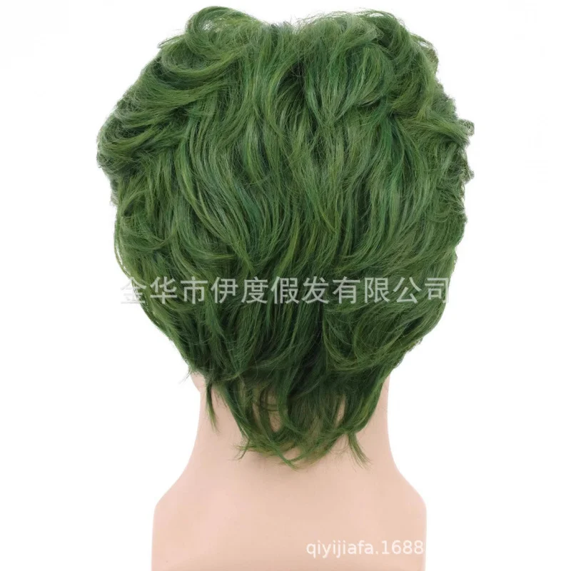 هالوين شعر مستعار للرجال الأخضر الأوسط افترق أغطية الرأس القصيرة cosClown أنيمي شعر مستعار مرحلة الأداء الصانع بالجملة