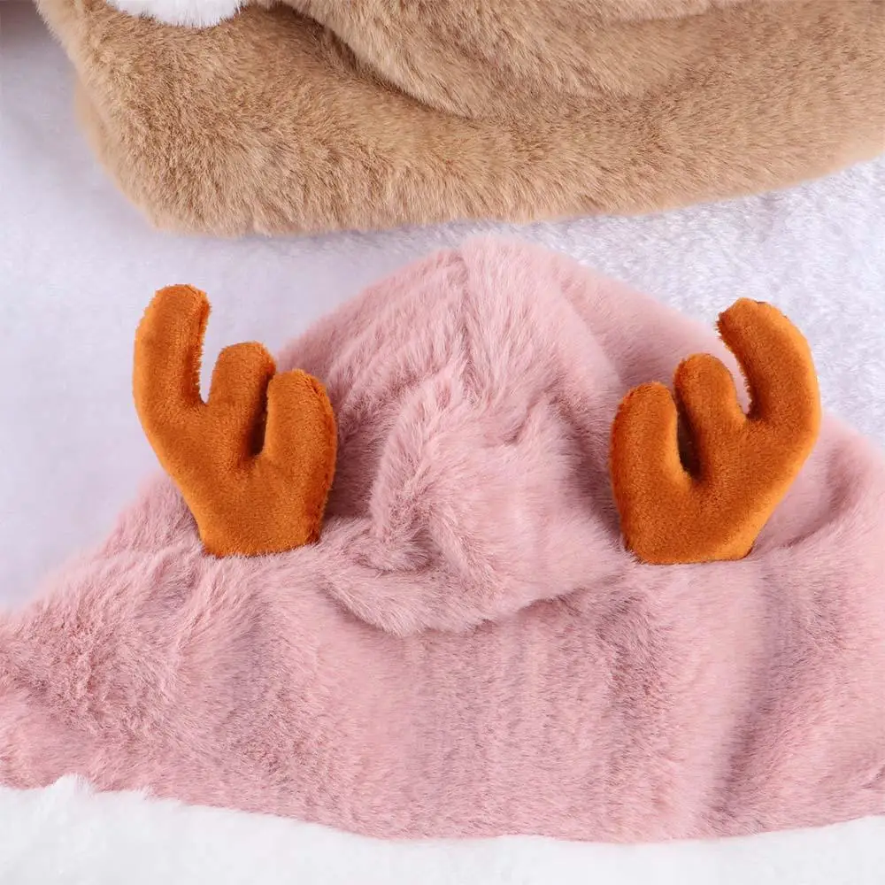 الشتاء تصميم الأزياء الفريدة بلون قرون الكشمير مع وشاح قبعة الكورية الأطفال أفخم قبعة عيد الميلاد أفخم قبعة #6