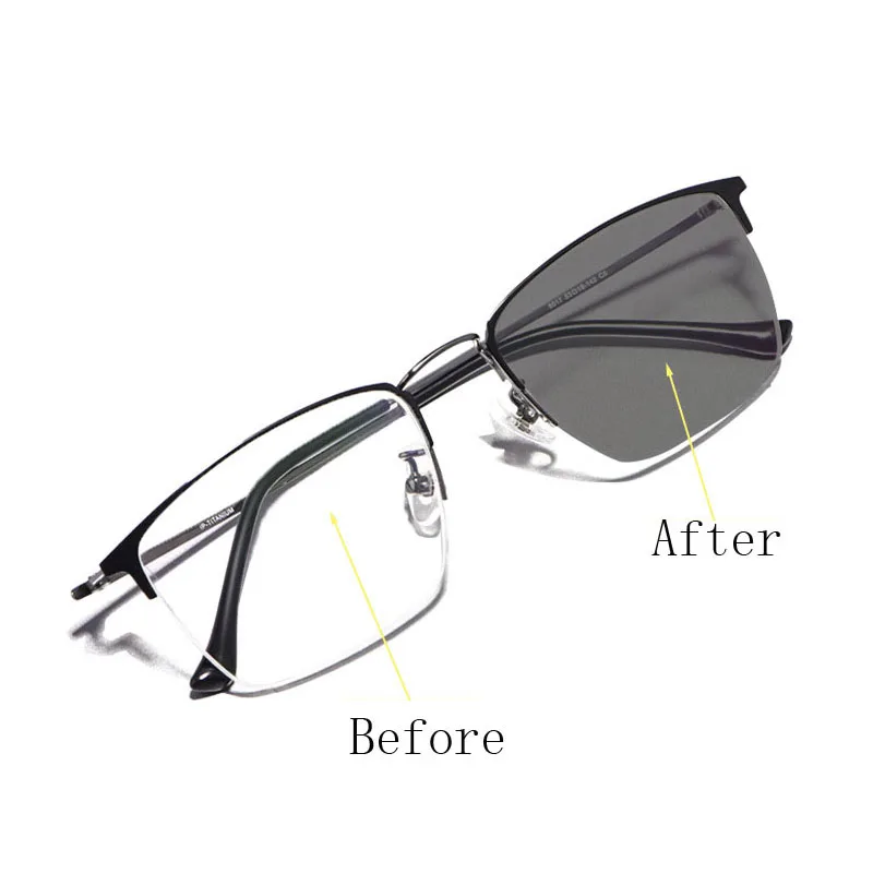 

Photochromic Reading Glasses Men's Metal Progressive Hyperopia Eyewear External Sunshade Anti-Blue light Half Frame Readers