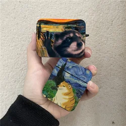 Funny Cat Dancing Pedro Raccoon Meme Apple Case for AirPods Pro2 3 2 1 Pro 2022 Black Bluetooth Earphone Box Cover Funda