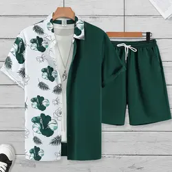 Herren Barock Stil Retro zweiteiligen Set Herren kurz ärmel ige Revers Shorts 3d gedruckt komplette Set Sommerferien 2024