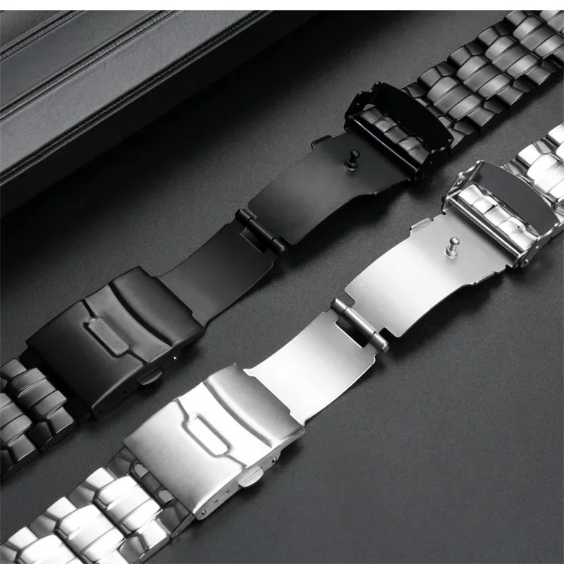 22mm For Casio EF-550 Men\'s Stainless Steel Watchband EDIFICE Series Bracelet Waterproof Silicone Rubber Strap