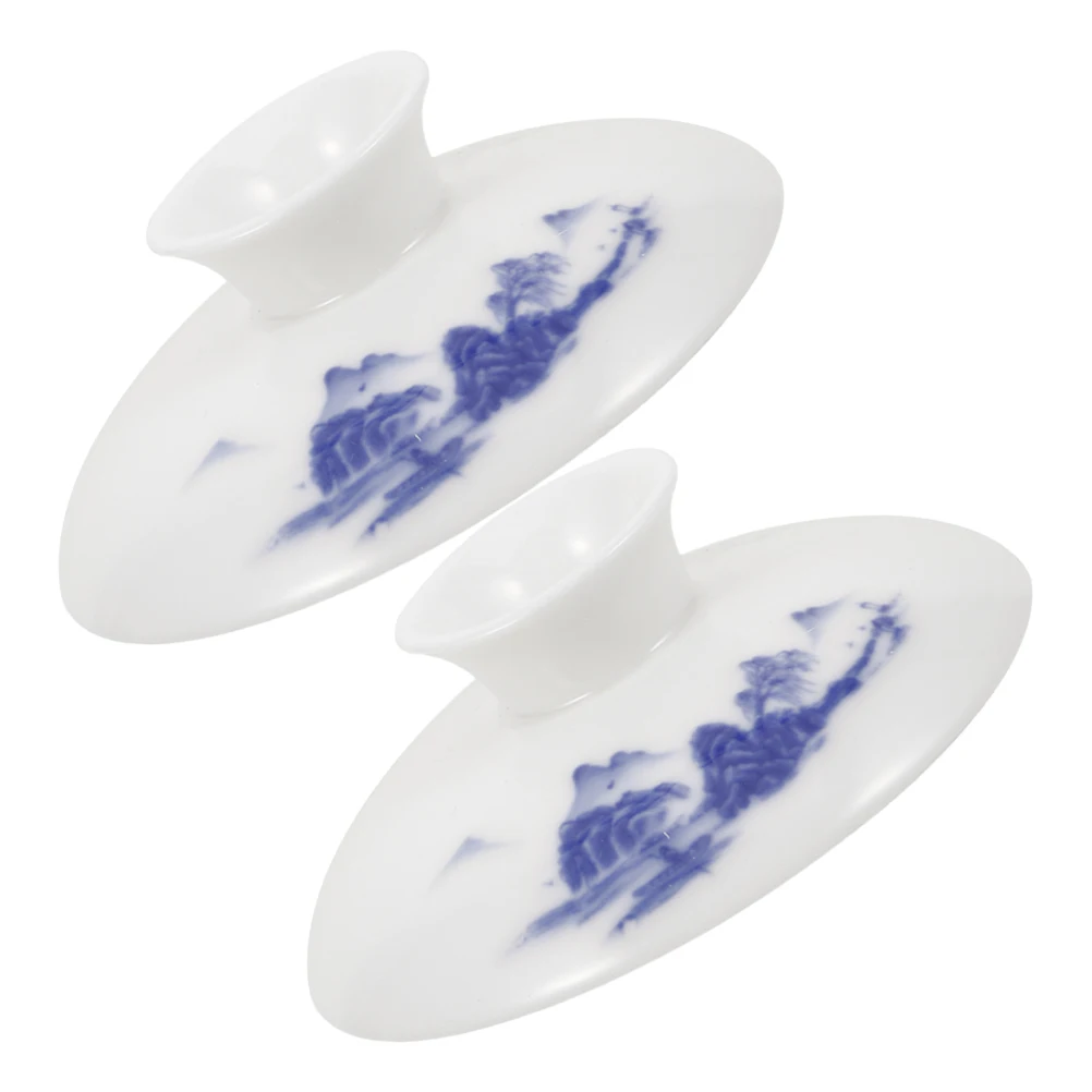 

2Pcs Tea Cup Ceramic Lid Replacement Cover for Home Party Camping Easy to Clean Fine Texture Elegant Tea Ware Accessory