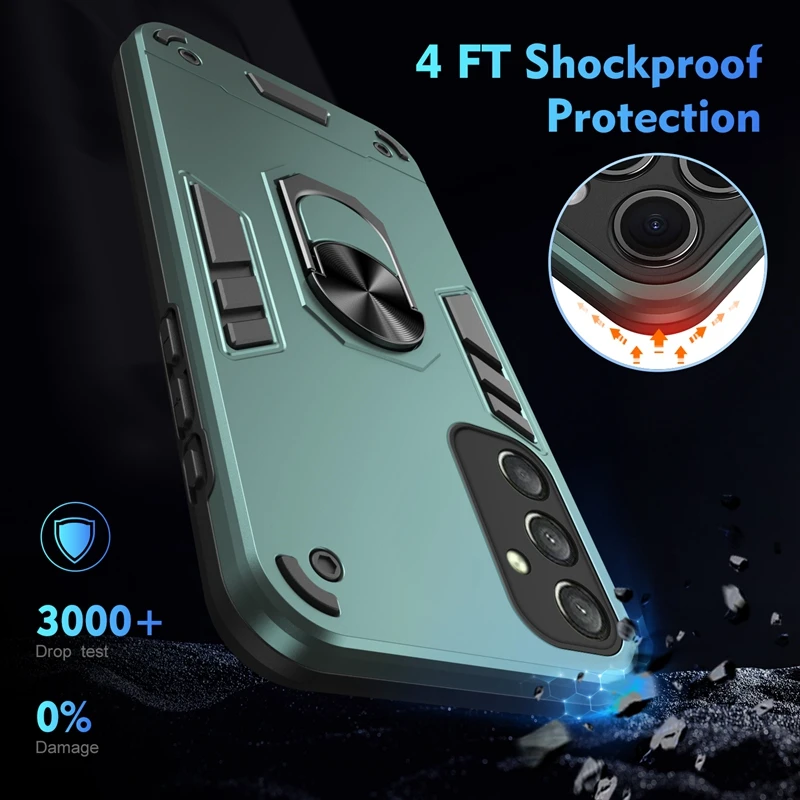 Slide Lens Protect Case For Samsung Galaxy A16 A26 A36 A56 A06 Armor Shockproof Coque Galaxy A 56 36 26 16 06 Ring Holder Cover 