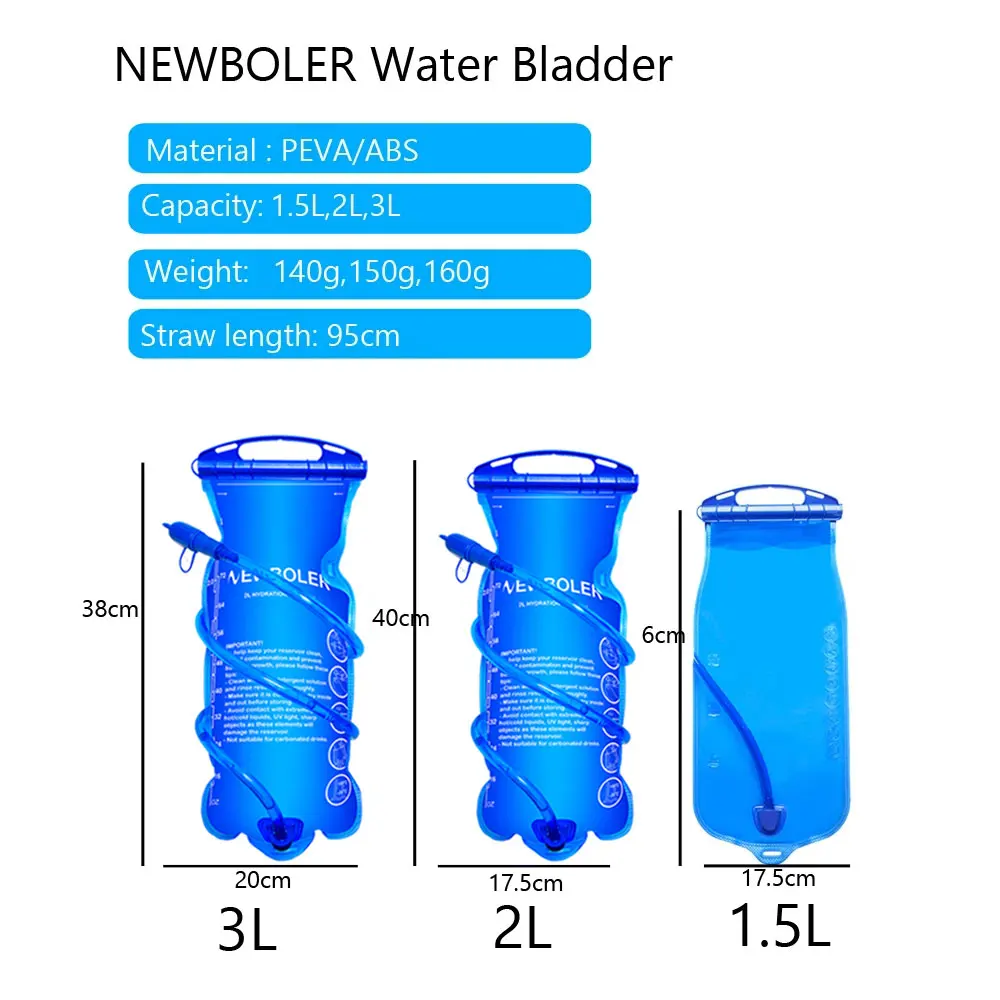 NEWBOLER Wasser Blase Wasser Reservoir Trink Pack Storage Tasche BPA FREI-1,5 L 2L 3L Laufen Hydratation Weste Rucksack