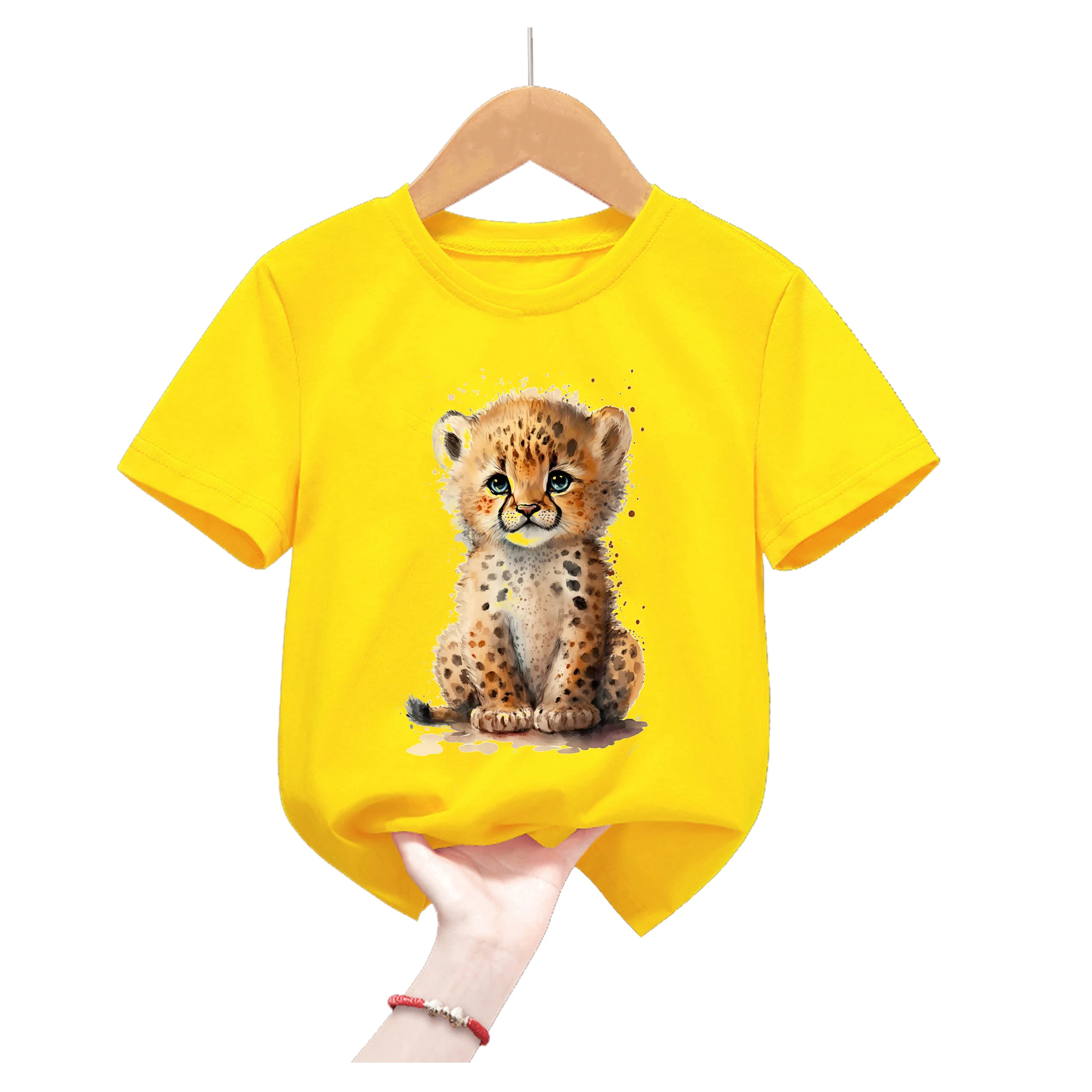 

Kawaii Little Tiger Animal Print Tshirt For Girls/Boys Funny Kids Clothes Summer Fashion Tops Tee Pink/Yellow Shirt Femme