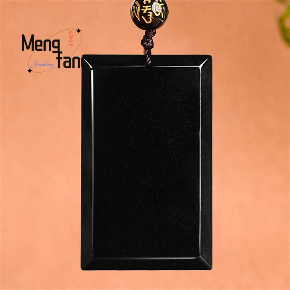 

Natural Type A Jadeite Black Jade Safe & Sound Plaque Pendant Simple Fashion Jewelry Best Selling Couple Holiday Gifts Mascots