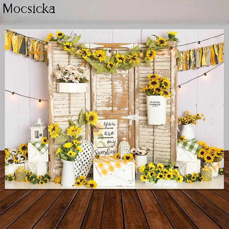 Fondo de fotografía de abejorro para primer cumpleaños, accesorios de fotografía de girasol, sesión de pastel, día de abeja de miel, Niña