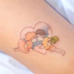 Pegatina de tatuaje temporal a prueba de agua, dibujos animados de Anime, patrón de amor de mar, tatuaje Flash, tatuaje falso, arte corporal para mujeres y hombres