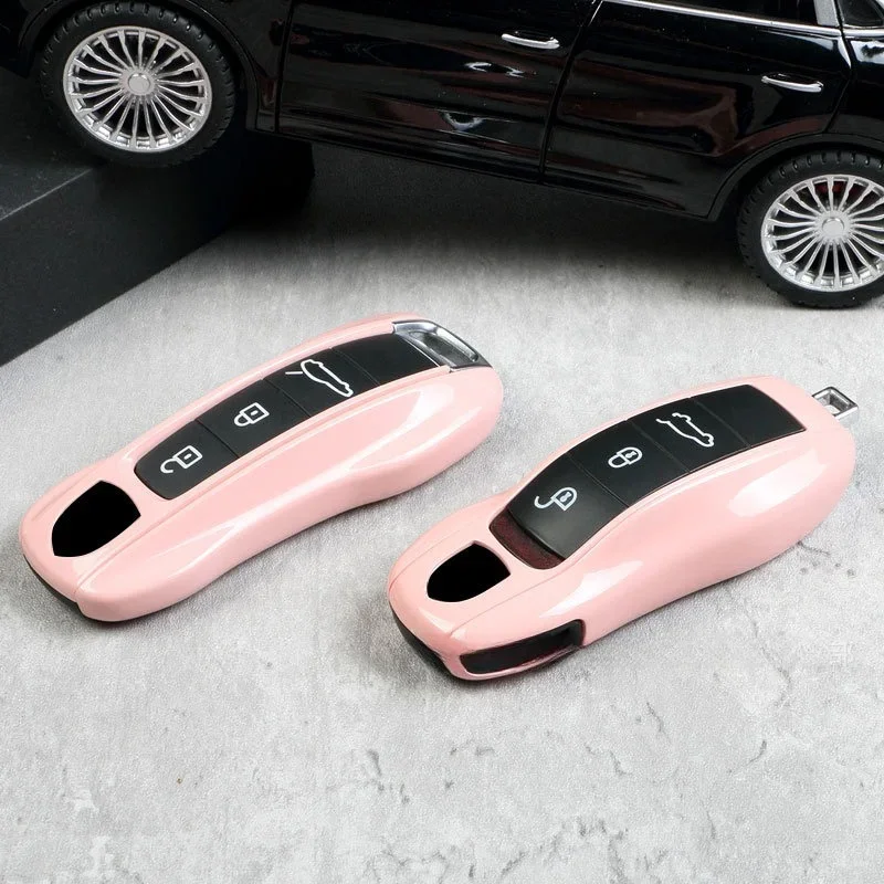 Key shell Morandi pink for Porsche Panamera Cayenne Macan 911 718 taycan Boxster Cayman remote control key cover KOB replace