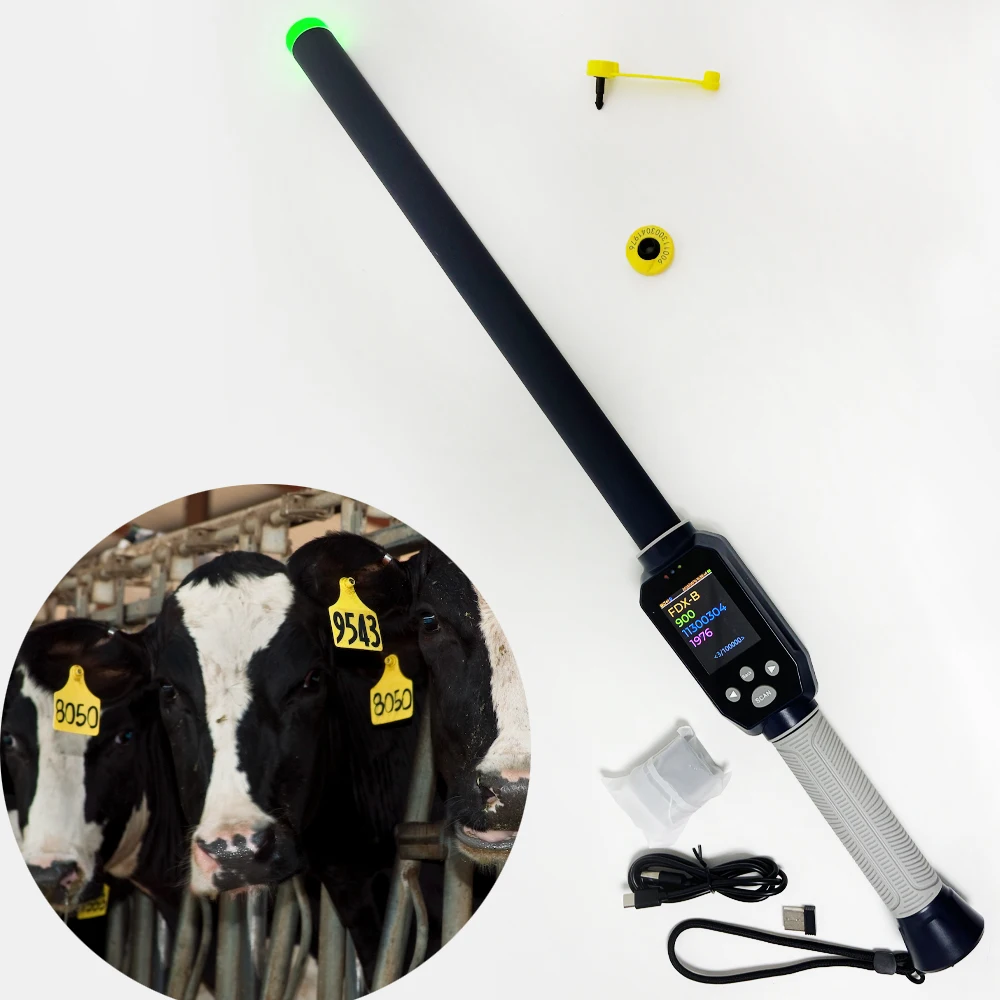 134.2khz 2.4G type-C RFID Animal Ear tag handheld scanner ISO11784/5 FDX-B HDX RFID Stick Reader for cattle Goat Idenification