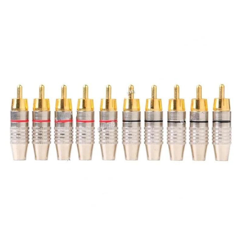 10Pcs RCA Stecker Audio Video Locking Stecker Gold Überzogene Farbe