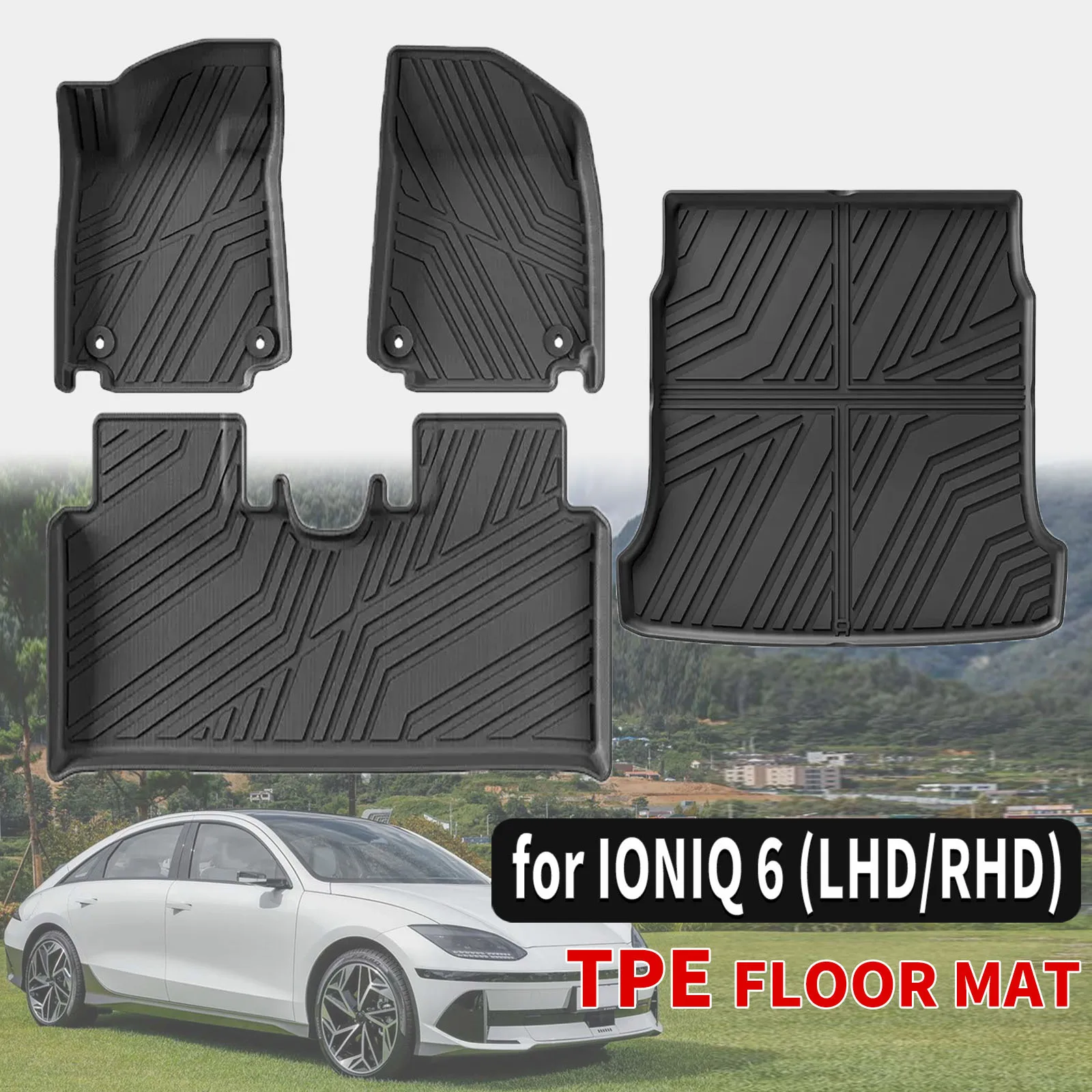 

for Hyundai IONIQ 6 2025 2024 2023 Custom TPE Mats Full Set Eco-Friendly Waterproof All-Weather Floor Liners Accessories
