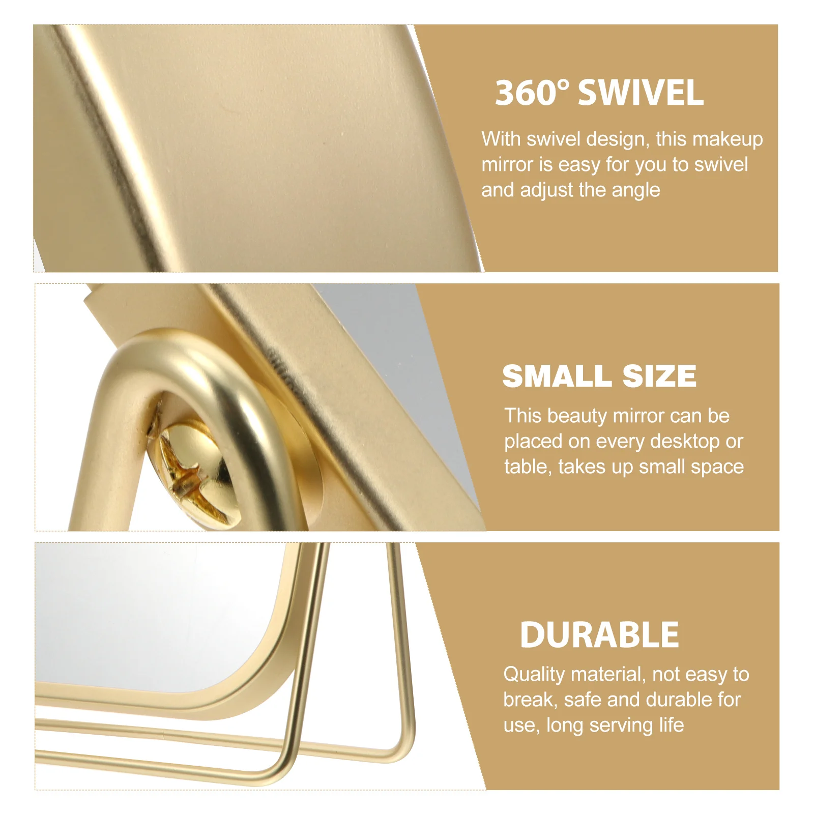 Miroir pivotant à 36ive degrés, support métallique de bureau, Durable, sûr, longue durée de vie, comptoir de salle de bain