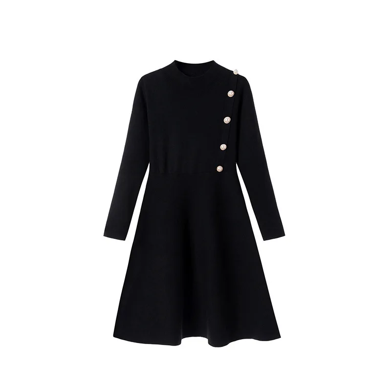 

Autumn Dresses For Women Long Sleeved Sweet Temperament Commuting Round Neck Pullover Dress