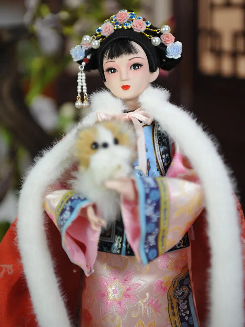 

Китайская шелковая кукла Тан Жэнь Фан в стиле династии Цин, Гэгэ Ханьфу, нематериальное культурное наследие, ручная работа, украшение, подарок для домашнего декора