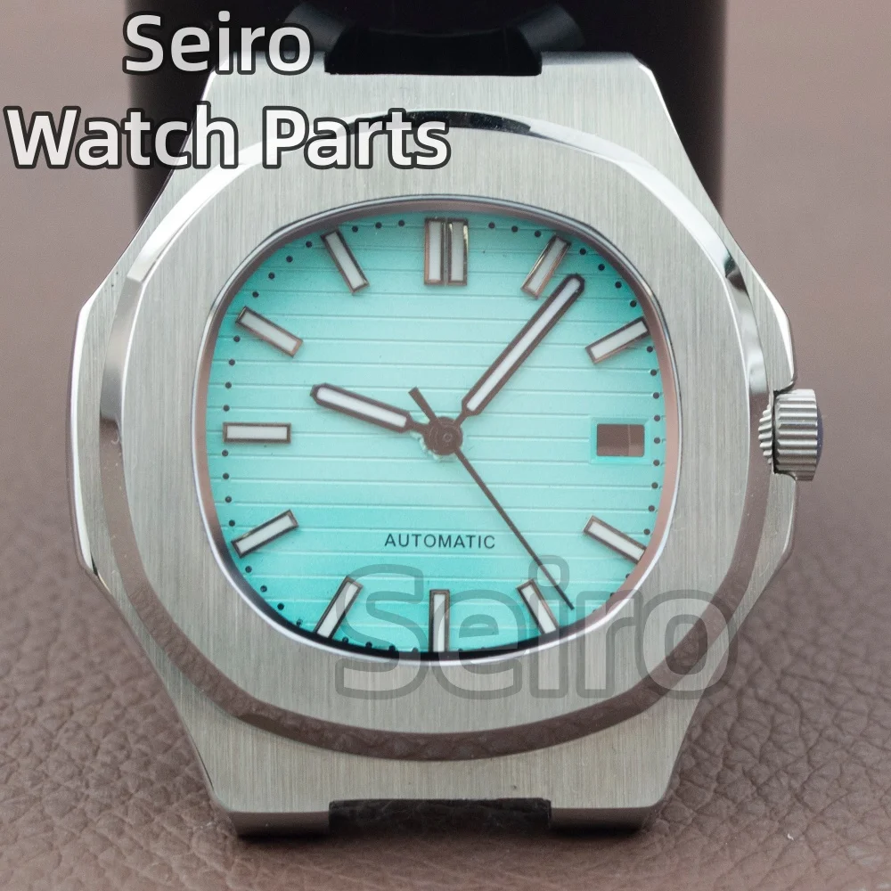 

41mm Silver Watch Case Dial Watchband Parts Sapphire Crystal Glass For Mod Nautilus NH34 NH35 NH36 NH38 Movement Dial Waterproof