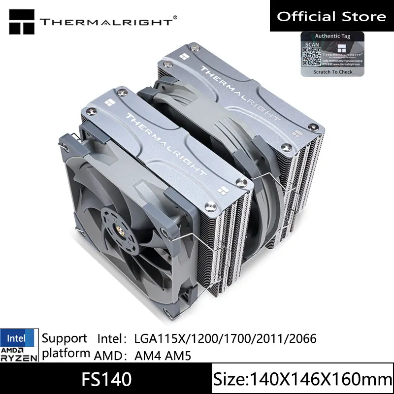 

Thermalright TR-FC140 air-cooled radiator 5X8mmAGHP3.0 heat pipe double tower double fan support LGA1700/115X/AM4/AM5