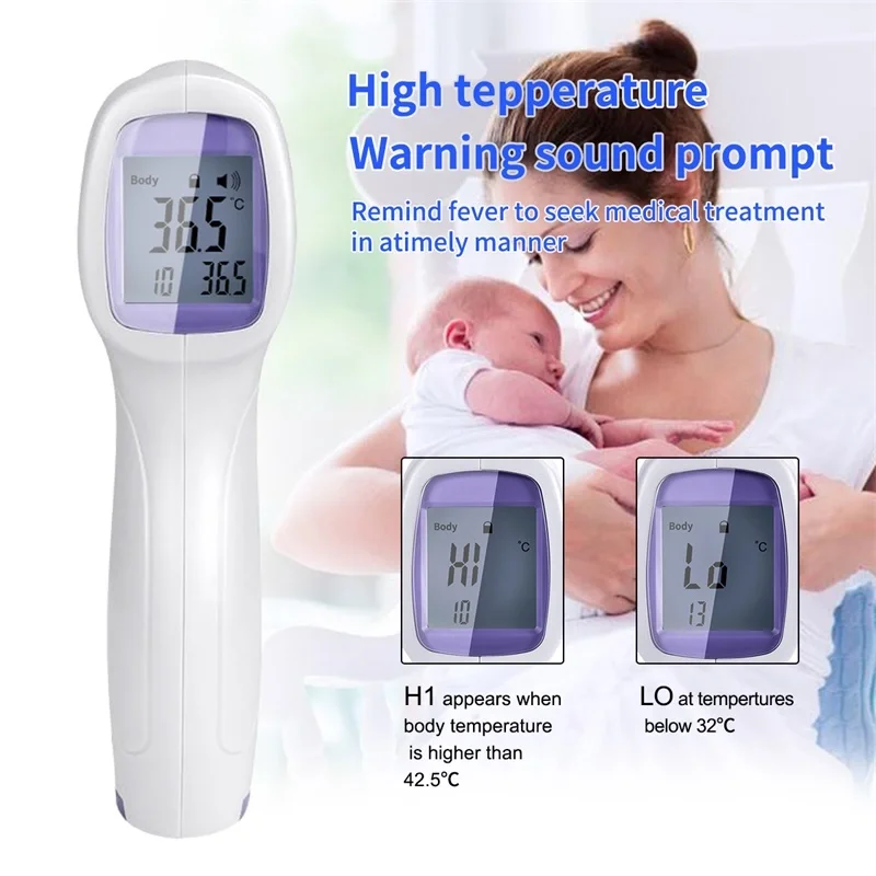 Digital Infrared Forehead Thermometer with Backlit Display Fever Alarm Multifunction Human Body Temperature Monitor Pulse Oximet