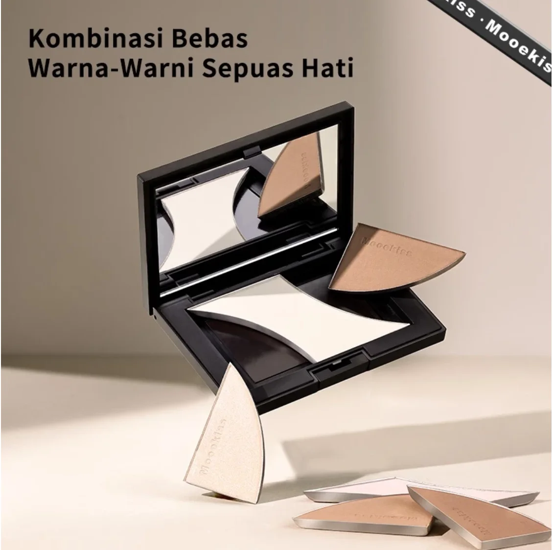 Mooekiss Placa de contorno de três cores com brilho natural Uma placa multiuso 16,5g Maquiagem