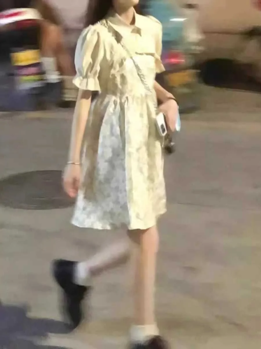 Floral Print ter Dr Women's Spring Summer Design Sensation Vintage Tea Break Two-Piece Set Skirt V-Ne High Waist Bubb...