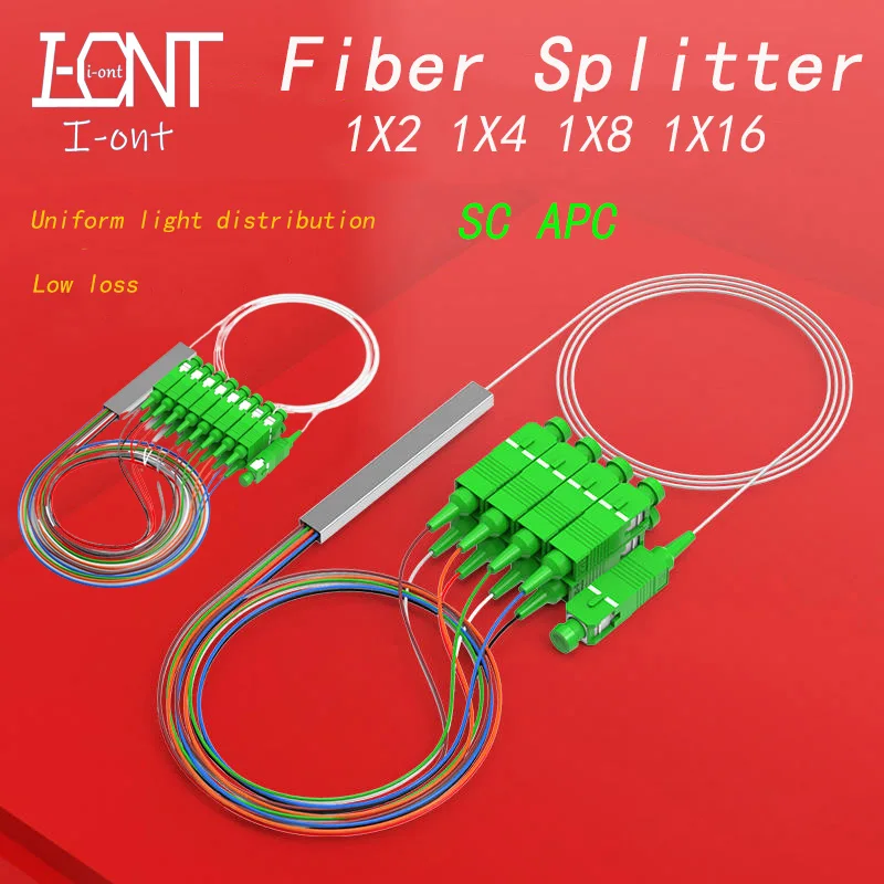 

1X16 PLC Fiber Optic Splitter Color SC-APC SM Fiber Optic Splitter Unequal 0.9mm PVC G657A1 1m FTTH 1X2 1X4 1X8