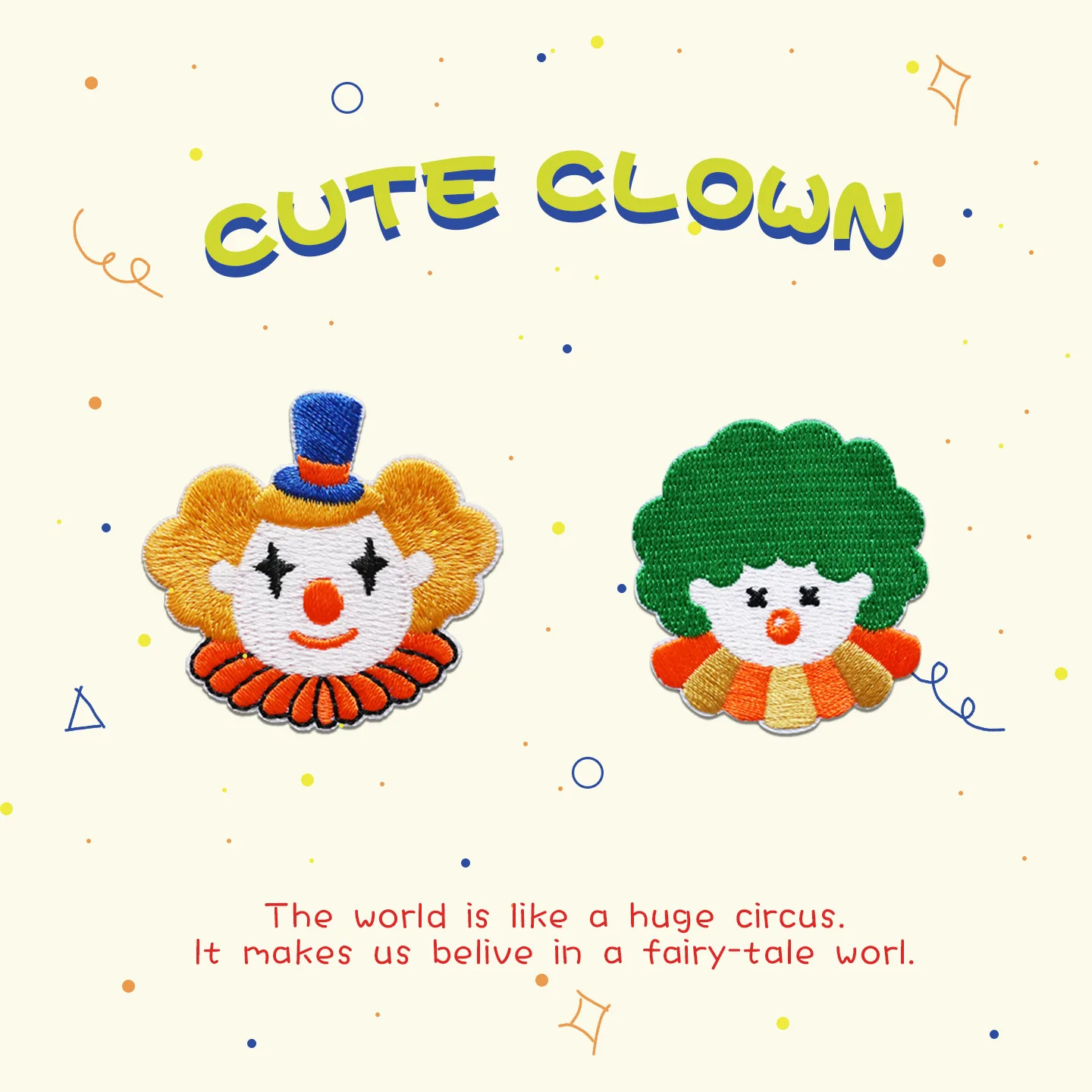 Colorful Small Clown Patch Embroidery Sticker Iron on Patches for Cartoon Applique Embroidery DIY Clothing Accessories