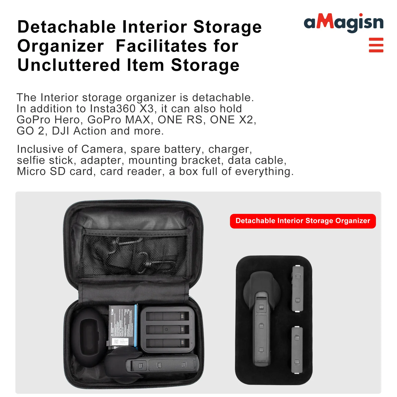 For Insta360 X3 small Size storage bag 360X3 protection accessories Portable Carring case Action sports camera Hard case bag
