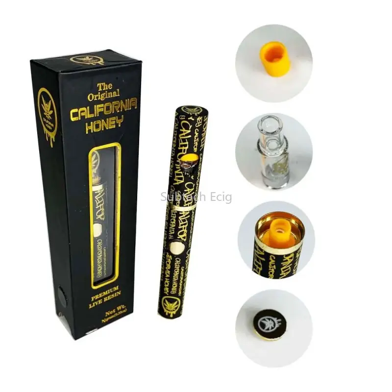 كاليفورنيا العسل Vape أقلام 380mah بطارية قابلة للشحن 1.0 مللي المرذاذ القرون السيراميك لفائف خراطيش السجائر الإلكترونية سميكة النفط