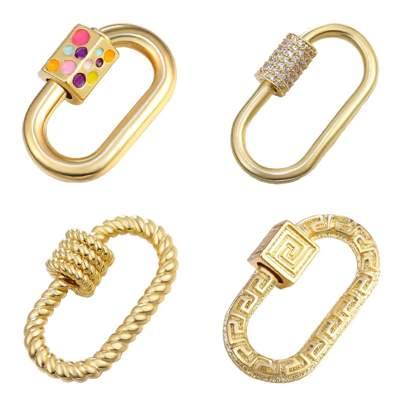 Juya DIY Carabiner Fasteners Supplies Creative Gold Screw Lock Clasps Accessories For Gothic Mesh Chains Pendant Jewelry Making