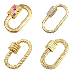 Juya DIY Carabiner Fasteners Supplies Creative Gold Screw Lock Clasps Accessories For Gothic Mesh Chains Pendant Jewelry Making