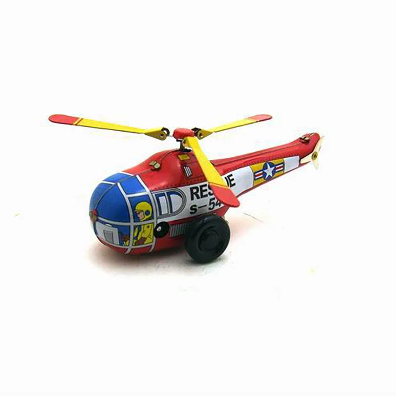 1Pcs Creative Wind Up Tin Toy Collectables Classic Toys Fun Clockwork Vintage Helicopter Model Decoration For Kids Birthday Gift