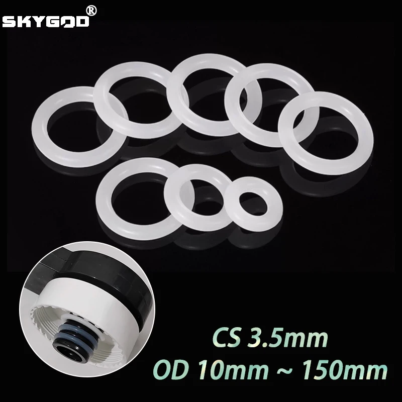 10/50Pcs VMQ White Silicone O-Ring Gasket CS 3.5mm OD10~150mm Food Grade Waterproof Washer Nontoxic Silicone Rubber Sealing Ring