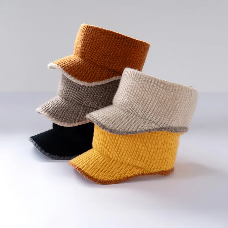 Czapka damska z dzianiny z kaszmiru 100%, modna i stylowa, jesienno-zimowa, damska czapka kaszmirowa w jednolitym kolorze, nowa.